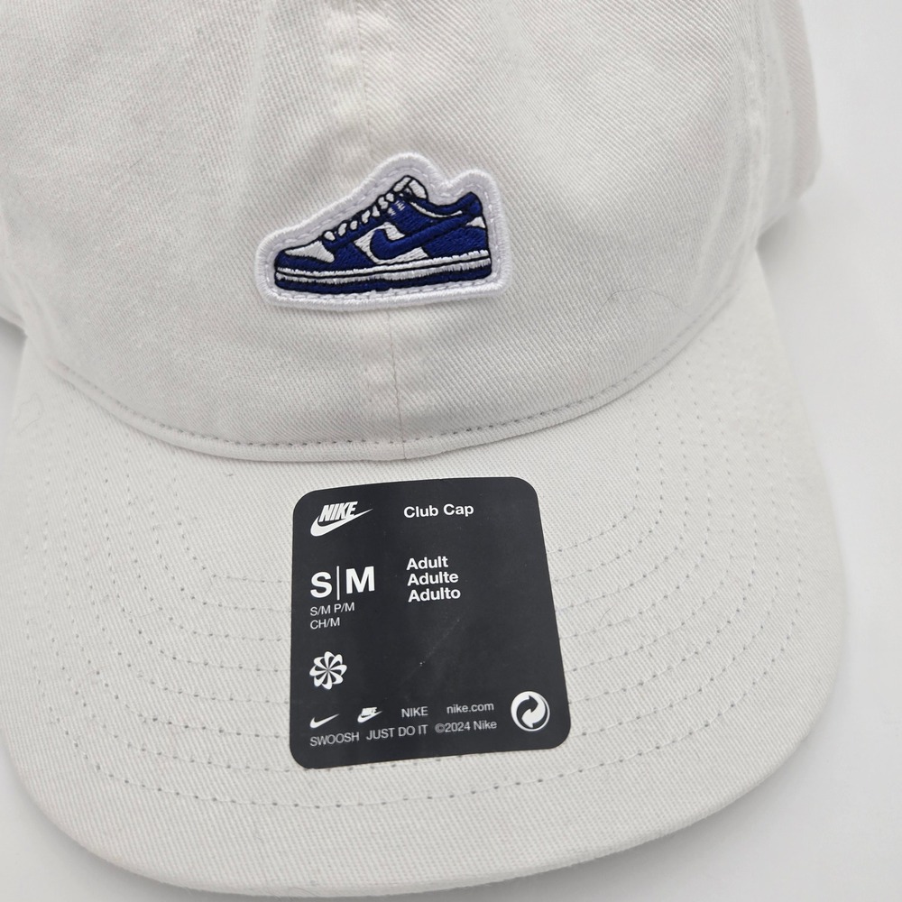 Nike‎ Club Cap White Blue Embroidered Shoe Logo Adjustable Hat Adult Unisex S/M